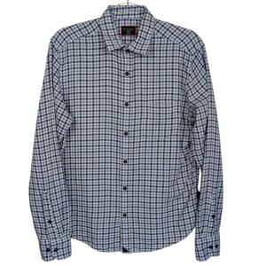 UNTUCKit Medium Mens Blue Plaid Button Up Shirt Slim Fit Blue Cotton Gingham